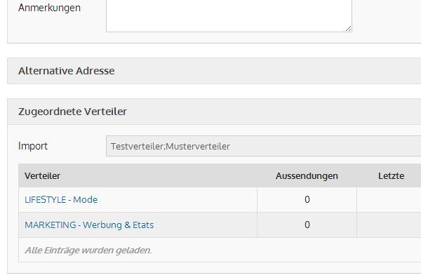 Direkter Aufruf aller einem Verteiler zugeordneten Kontakte aus einem Kontakt heraus
