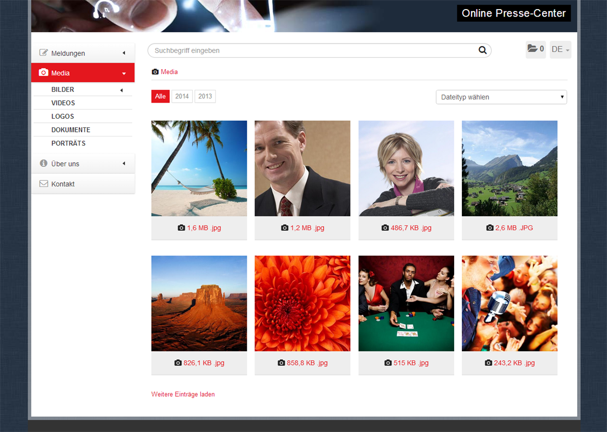 Quadratische Bilder in der Media-Galerie